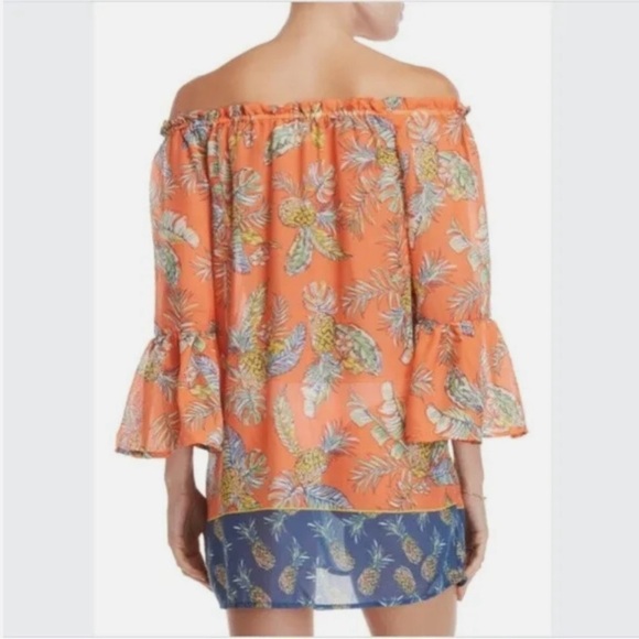 BeachLunchLounge Pineapple Print Swim Coverup Orange Blue Yellow SZ Medium NWT - Picture 8 of 8